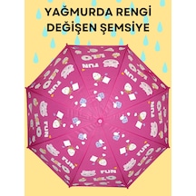 Yağmurda Rengi Değişen Fuşya Kız Çocuk Şemsiye Fuşya
