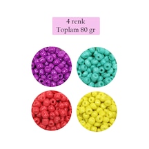 Dökme Cam Kum Boncuk Büyük Boy 6/0 4 Mm - 4 Renk - Toplam 80 Gram - Bnc411