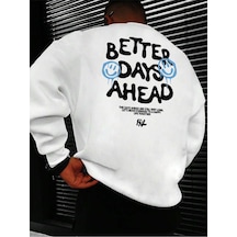 Coko Serisi Slogan Graphic Drop Shoulder Sweatshirt Beyaz--8451 Beyaz Coko Serisi Slogan Graphic Drop Shoulder Sweatshirt Beyaz--8451 Beyaz