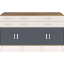 Arges Konsol 3 Raflı 6 Çekmeceli 4 Kapaklı 176x30x99 Çam-antrasit/aytaşı Antrasıt/aytası - Atlas Çam