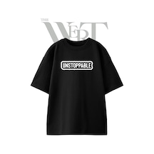 Thewert Unstoppable Tasarım Baskılı Ünisex Siyah Oversize T-shirt