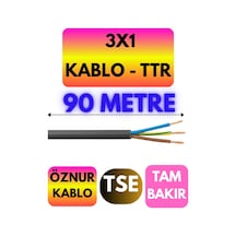 Öznur 3x1 Ttr Kablo Siyah Metre Seçenekli - 90 Metre