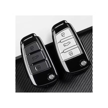 Audi A1 A3 8p 81 A4 A5 B6 B7 B8 A6 A7 C5 C6 4f Q3 Q5 Q7 Sustlı Lüx Anahtar Koruma Kılıfı Gri / Beyaz