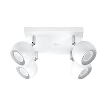 Rsylight Retro Beyaz Kare 180 Derece Hareketli Modern Spor 4 Lü Led Spot Avize Günışığı Ampullü Beyaz