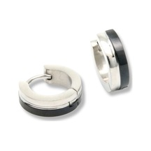 Ocean Pole Çelik Siyah Küpe Gümüş