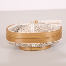 Bali Boncuklu Bambu Oval Saklama Kutusu 20x12 X10 Cm