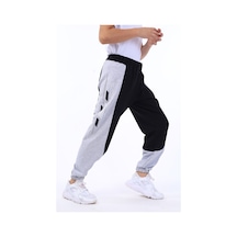 Toontoy Kids Toontoy Erkek Çocuk Baskılı Beli Paçası Lastikli Cepli Basic Jogger Eşofman Altı - Renk Bloklu & 2 İplik Gri