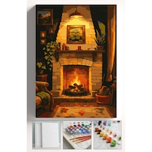 Sayılarla Boyama Seti Numaralı Tuval Fırça Boya Askı Aparatı Dahil Set 40x50 Cm - Şömine