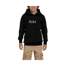 Zepplin Giyim Run Siyah Çocuk Kapşonlu Sweatshirt