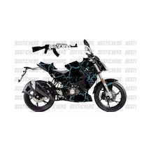 Benelli 125s Şimşek Mavi Siyah Tasarım Sticker Etiket Modeli