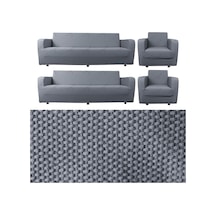 Bibaha Balpeteği 3+3+1+1 Lastikli Kanepe Örtüsü / Lastikli Koltuk Örtüsü / Koltuk Kılıfı Takımı Koyu Gri 180 Çok Renkli