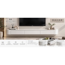 Bahar Duvara Monte Tv Ünitesi 180 Cm 3 Çekmeceli Modern Beyaz Tv Sehpası
