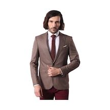 Wessi Ekose Tek Düğme Kahverengi Ceket Siyah