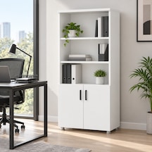 Ahşap 2 Kapaklı Büyük Dolap 80x38x190 Cm Enter Yarım Kapaklı - Beyaz