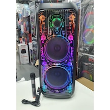 Büyük Boy Kablosuz Mikrofonlu Bluetooth Hoparlör Şarjlı Taşınabilir Speaker Party Box