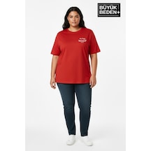 Superlife Süperlife Kadın Büyük Beden Chef's Selection Baskılı 3xl-6xl Bisiklet Yaka Tshırt Spr25btsk510-04 Kırmızı