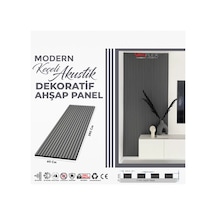 Keçeli Dekoratif Akustik Ahşap Panel Antrasit Gri 60x240cm .