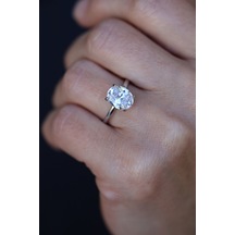 14 Ayar Altın 1 Cm Büyük Oval Tektaş Yüzük Yzk27779