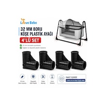 32 Lik 4 Adet Sağlam Plastik Bebek Beşik Köşe Ayağı Salıncak Ayağı Boru Birleştirme Siyah