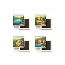 Bilecik - 4'lü Memleket Seti - Baskılı Buzdolap Magneti Kare - 9x9 Cm - 4 Adet
