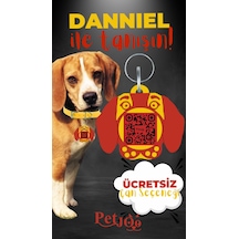 Petjoo 21.Danniel Kırmızı-Sarı Qr'lı Köpek Künyesi