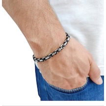Erkek 8 Mm Çelik Kral Zincir Bileklik 73944 Siyah - Gümüş