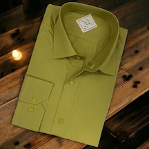 Linen Keten Klasik %100 Cotton Uzun Kollu Terletmeyen Yeşil Gömlek Regular Kalıp -10327 Yeşil