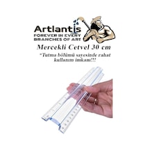 Cetvel Mercekli Plastik Şeffaf 1 Adet Okul Sınıf Öğrenci Büyüteçli Tutumu Kolay Cetvel 30 CM Şeffaf