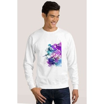 Anime Attack On Titan Baskılı Beyaz Erkek Örme Sweatshirt (534645058)