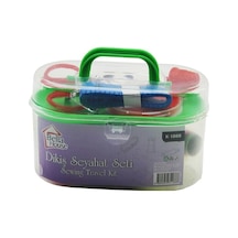 Küçük Çantalı Dikiş Seti İplik - Mezura - Tekstil Makası - İğne - Yüzük Renkli