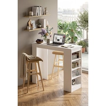 Yurudesign Style Bar Masası Mutfak Yemek Masası Beyaz St1-W