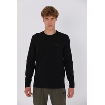 Maraton Sportswear Regular Erkek Bisiklet Yaka Uzun Kol Basic Siyah Sweatshirt 20906-siyah