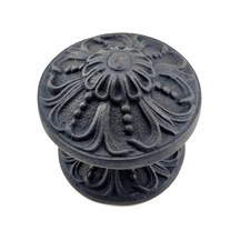 Cntma Antika Tarz Dekoratif Pirinç Çiçekli Kapı Tokmağı - 80 Mm Çap, Oksit