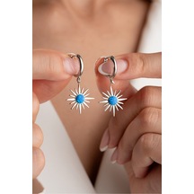 Çekirdekjewelry 925 Ayar Gümüş Rodyum Opal Taşlı Küpe Gri