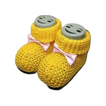 Bebek Patik, Fiyonklu Örme Dikişsiz Bebek Patiği, Triko Örgü Bebek Patiği 0-12 Ay