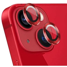 Ennar Apple Uyumlu iPhone 15 6.1'' Metal Çerçeveli Kamera Koruma Lensi Kırmızı Kırmızı