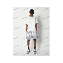 Tarzsokak Y2k Unisex Yaz Şort Bermuda Harajuka Anime Retro Kod-11487 Gri