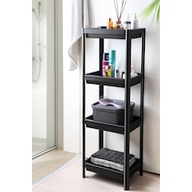 4 Katlı Banyo Rafı Mutfak Rafı Balkon Rafı Siyah