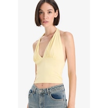 Defacto Slim Fit Dar Kesim Halter Yaka Atlet F7678ax25auyl252 SARI