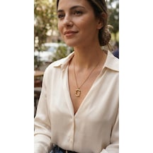 316l Çelik Zincir Gold Renk Model Kadın Kolye - Özel Seri Bzsurn011617 altın