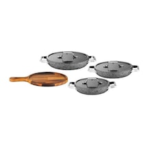 Brioni Stone- H Çizilmez Yanmaz Yapışmaz İndüksiyonlu 7 Parça Sahan Seti