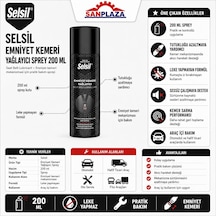Selsil Emniyet Kemeri Yağlayıcı Sprey 200 Ml Düzgün Sarılması İçin Bakım Koruyucu Sprey 1-2-3-5-36 Adet 1 Adet Diğer