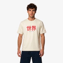 Unıted4 Regular Fit Erkek Krem T-shirt World Çok Renkli