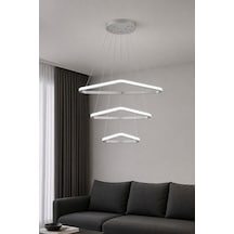 Uven 3'lü Led Sarkıt Avize Beyaz Işık Gri