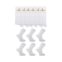 Erkek Beyaz Pamuklu Soket Uzun Çorap 6'li Paket Beyaz