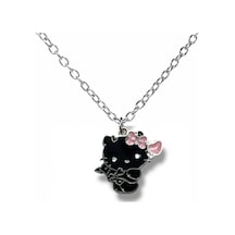 Gotik Tarz Siyah Hello Kitty Figürlü Kolye 60 Cm Zincirli Unisex Sevimli Takı Çok renkli