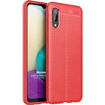 Microsonic Samsung Uyumlu Galaxy A02 Kılıf Deri Dokulu Silikon