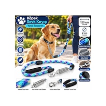 Köpek Gezdirme Sevk Kayışı Yaylı Darbe Emici Örgülü Fitil 120 Cm X 2 Cm Çok Renkli