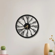 Metal Duvar Saati Doğa Tasarımlı Dekoratif Saat Siyah-58 X 58