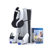 İpega Ps5 Slim Dijital/ps5 Uyumlu Multifonksiyonel Cd Raflı Şarj Istasyonlu Fanlı Soğutucu Stand